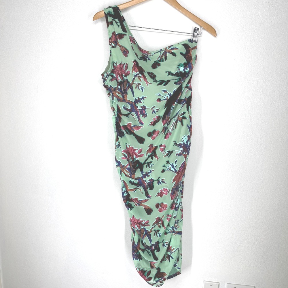 PrettyLittleThing Fairy Velvet Burnout Midi Dress Bodyconโ Floral Bird Ruched 8